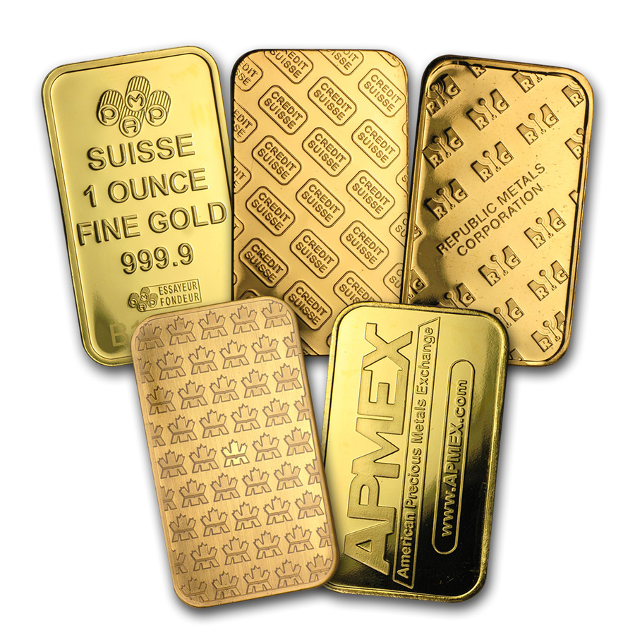 1 oz Gold Bar (Various Brands)